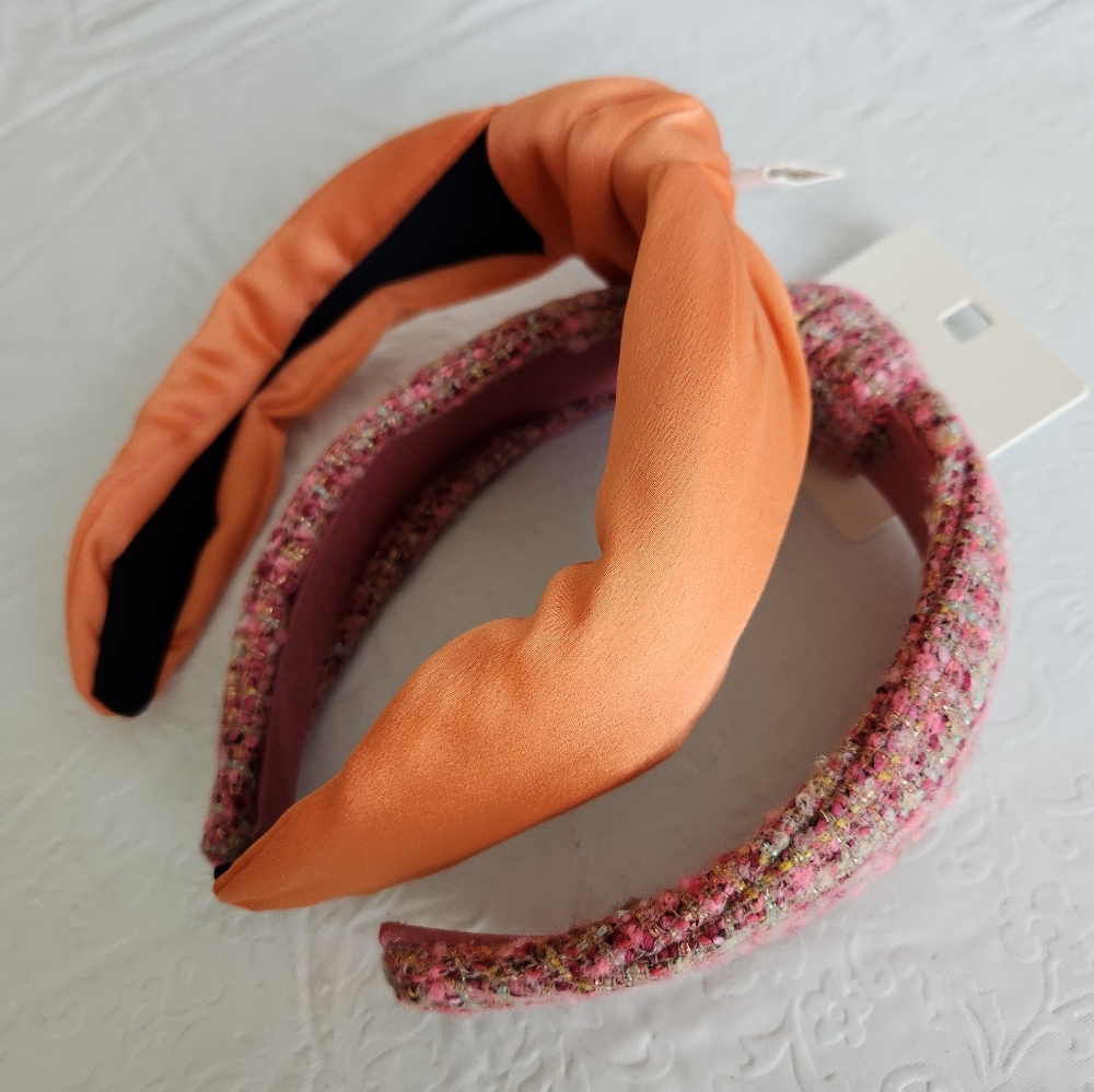 Nwt Stylish Top Knot Pink and Orange Headbands